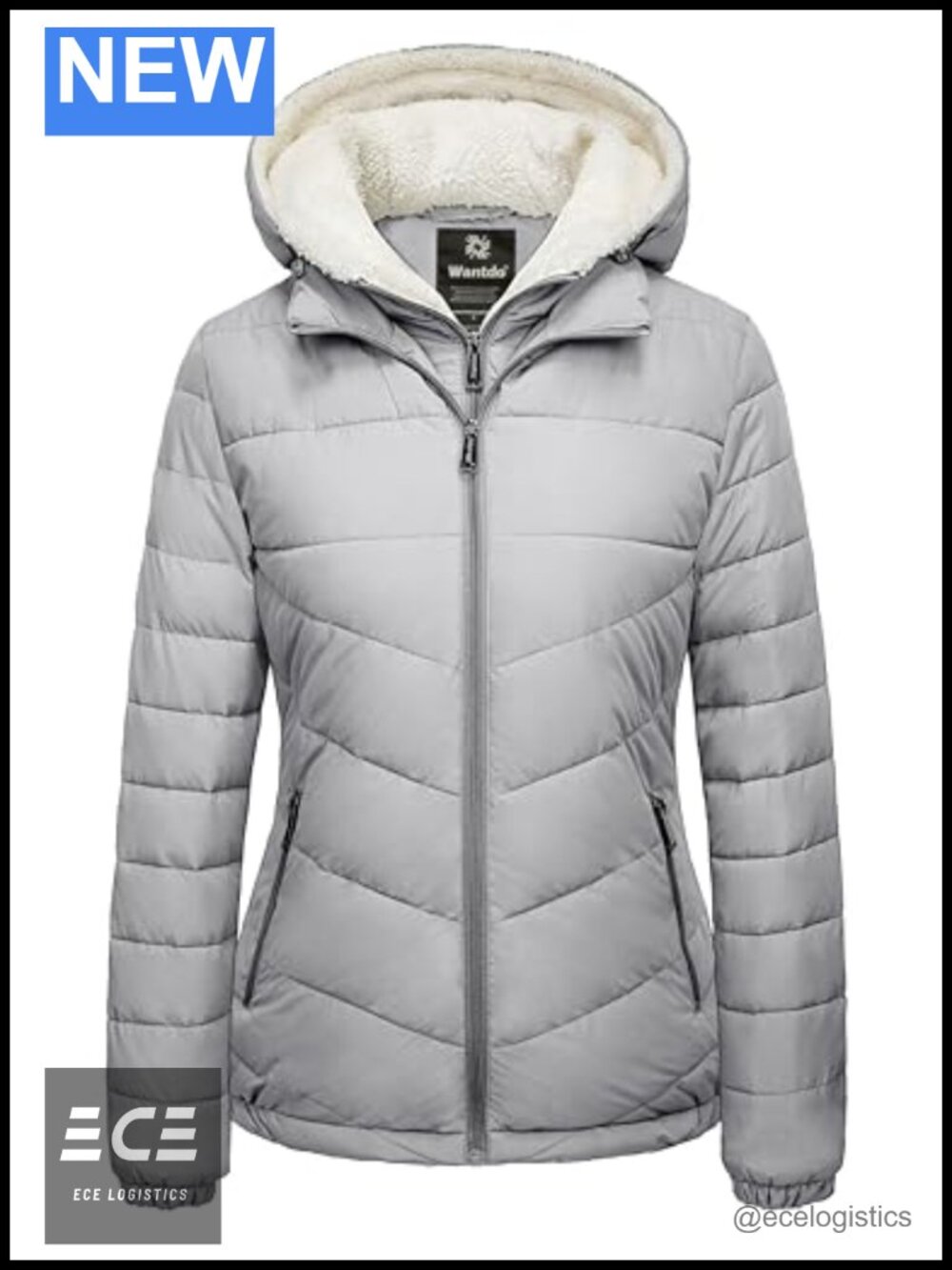 Women's Quilted Puffer Winter Coat Warm Fleece Hood Waterproof